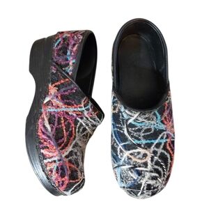 Dansko Black Confetti Yarn Clogs Professional Comfort Shoes US Size 9